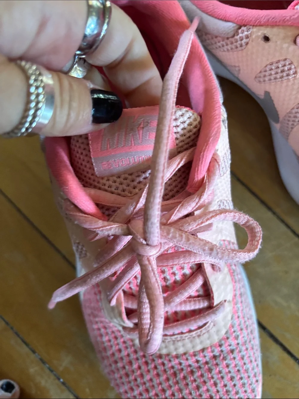 Nike Pink and Gray Mesh Running Sneakers